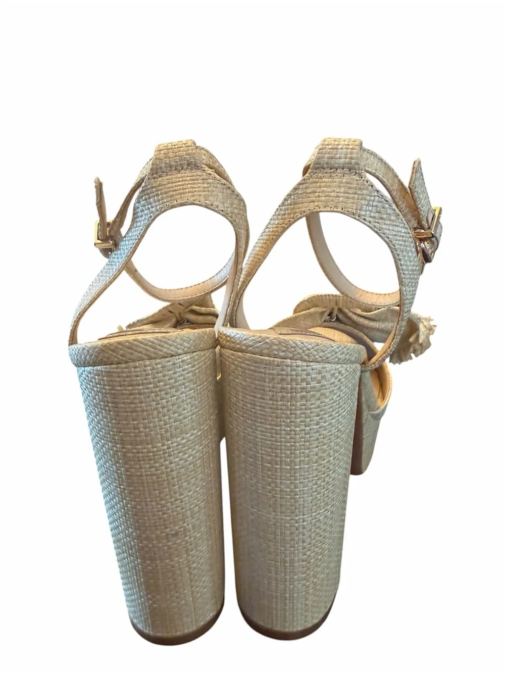 NWT Gianni Bini Raffia Platform Block Heel Sandals Size 8.5